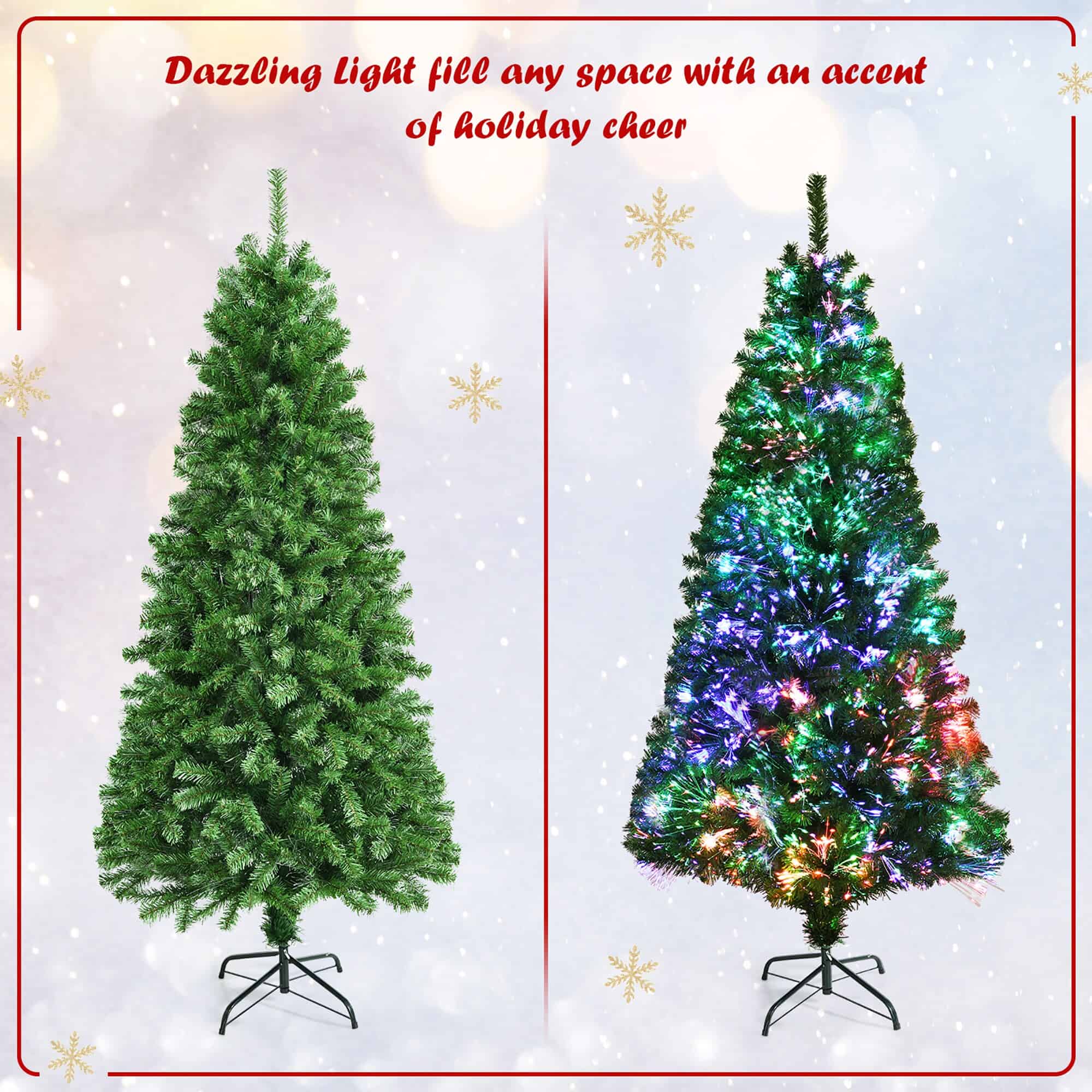 Costway 6-ft Pre-lit Artificial Christmas Tree with Multicolor