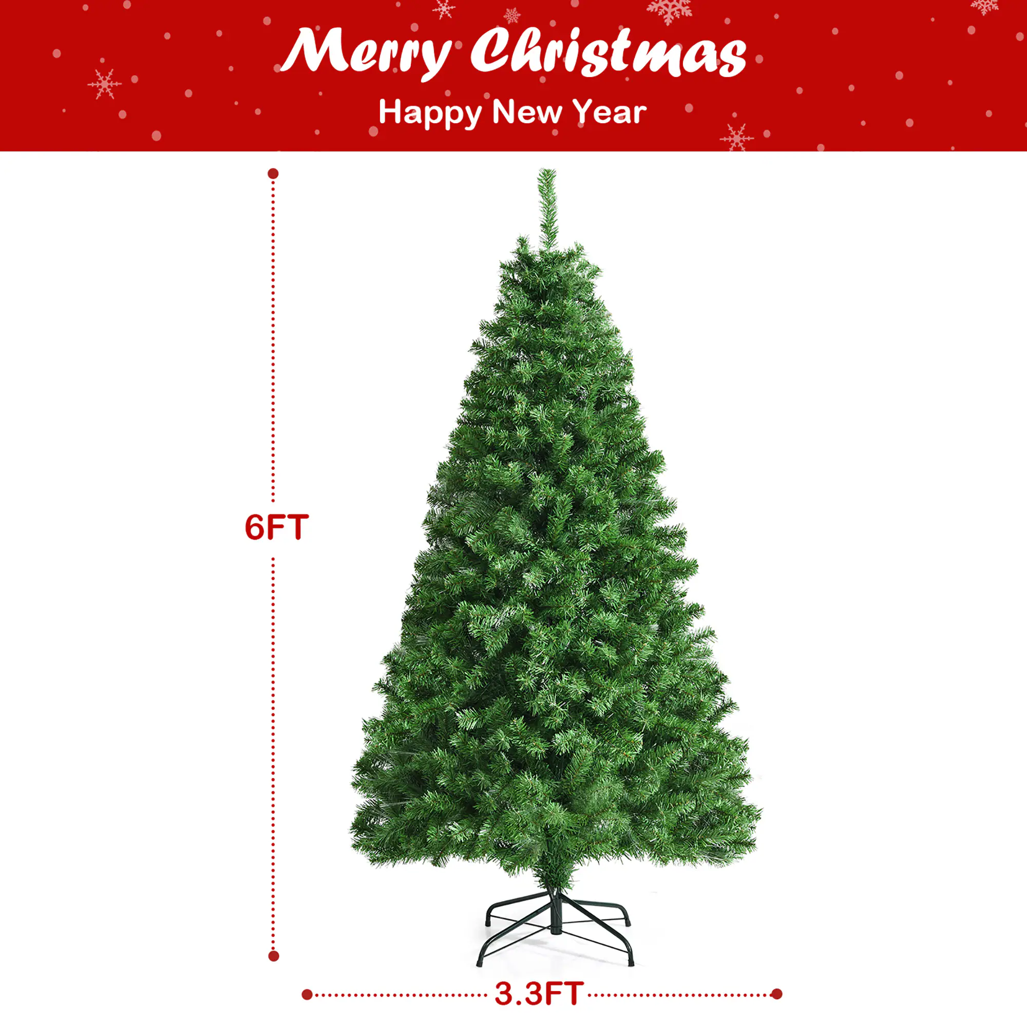 Costway 6-ft Pre-lit Artificial Christmas Tree with Multicolor