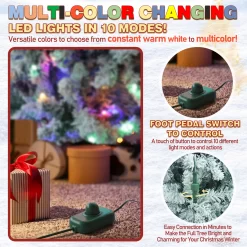 VEIKOUS 6-ft Pine Pre-lit Flocked Assorted Artificial Christmas Tree with Multicolor LED Lights