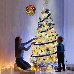 Forclover 8 Slim White Artificial Christmas Tree