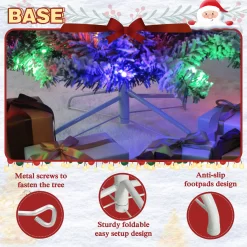 VEIKOUS 6-ft Pine Pre-lit Flocked Assorted Artificial Christmas Tree with Multicolor LED Lights