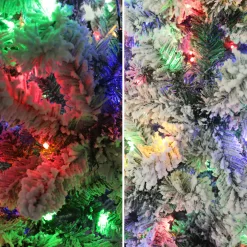 VEIKOUS 6-ft Pine Pre-lit Flocked Assorted Artificial Christmas Tree with Multicolor LED Lights