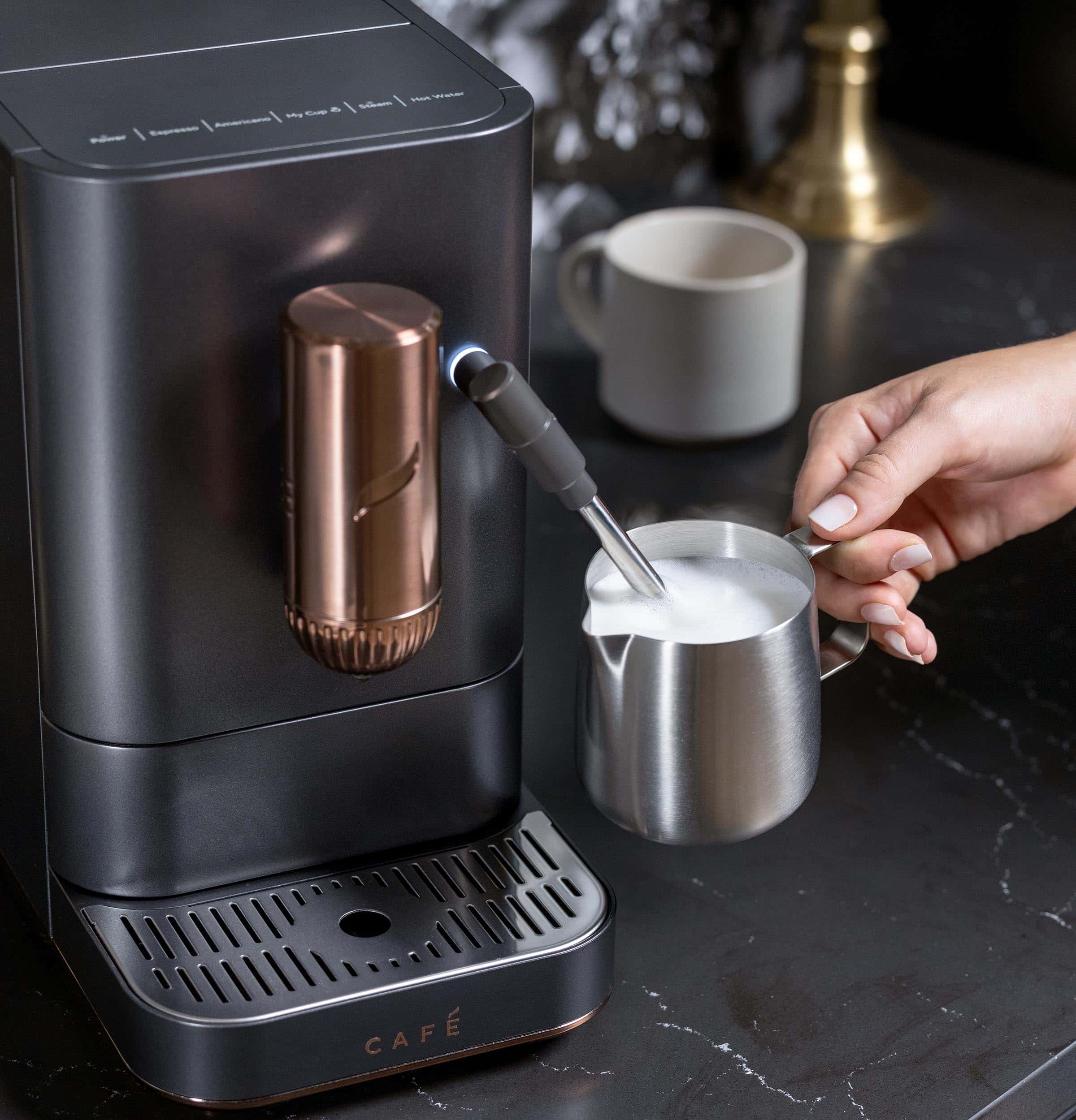 Cafe Affetto Stainless Steel Programmable Wi-Fi Espresso Machine with Drip Tray (Matte Black)