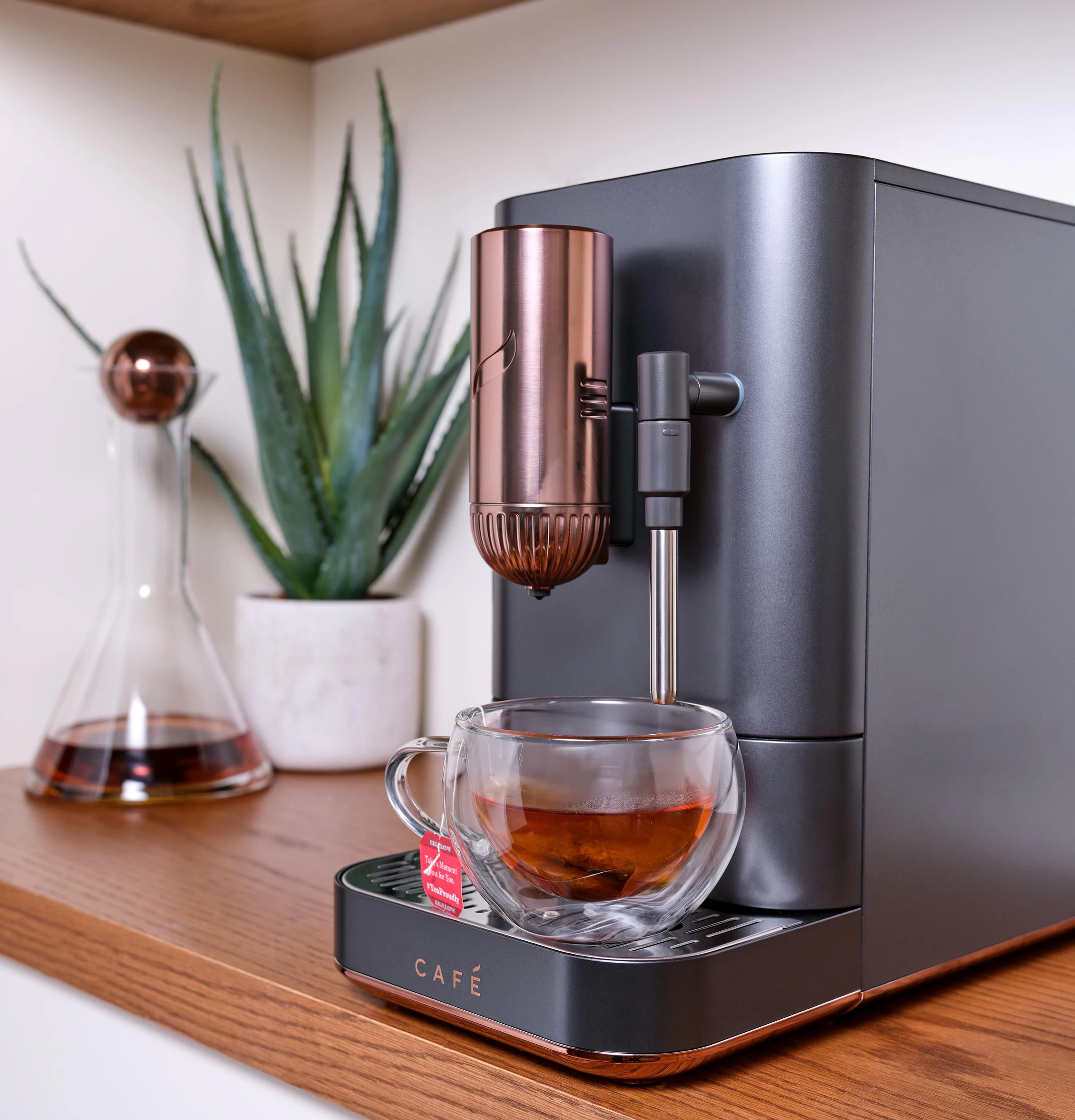 Cafe Affetto Stainless Steel Programmable Wi-Fi Espresso Machine with Drip Tray (Matte Black)