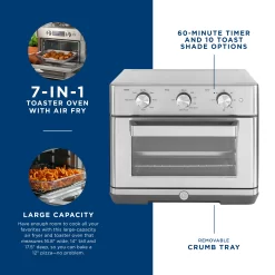 GE Air Fry 6-Slice Stainless Steel Convection Toaster Oven Automatic Shut-off