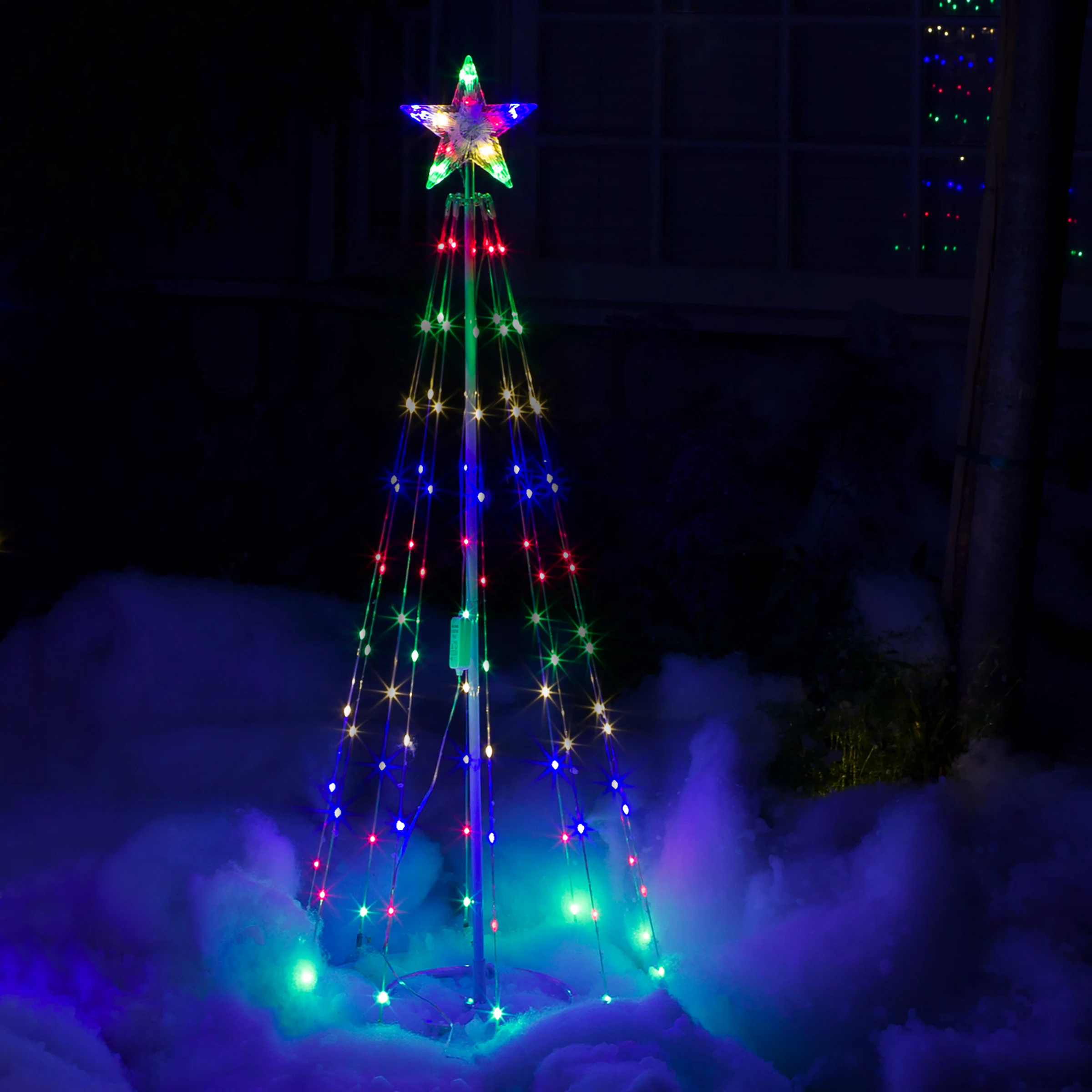 Alpine Corporation 48-in Christmas Tree Free Standing Decoration with Multicolor LED Lights