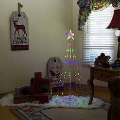 Alpine Corporation 48-in Christmas Tree Free Standing Decoration with Multicolor LED Lights