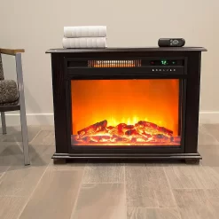 Lifesmart 3-Quartz Infrared Fireplace Heater - Dark Walnut