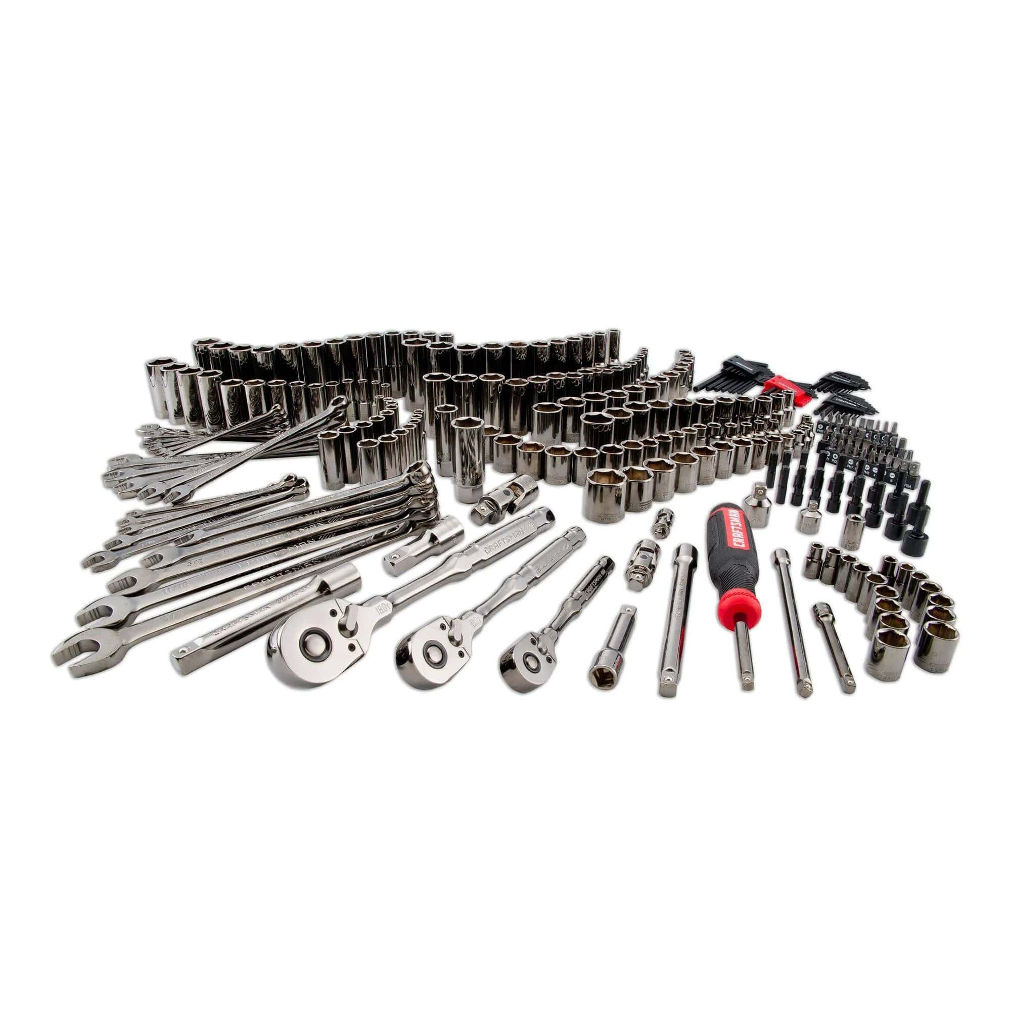 CRAFTSMAN OVERDRIVE 284-Piece Standard (SAE) and Metric Gunmetal Chrome Mechanics Tool Set with Hard Case