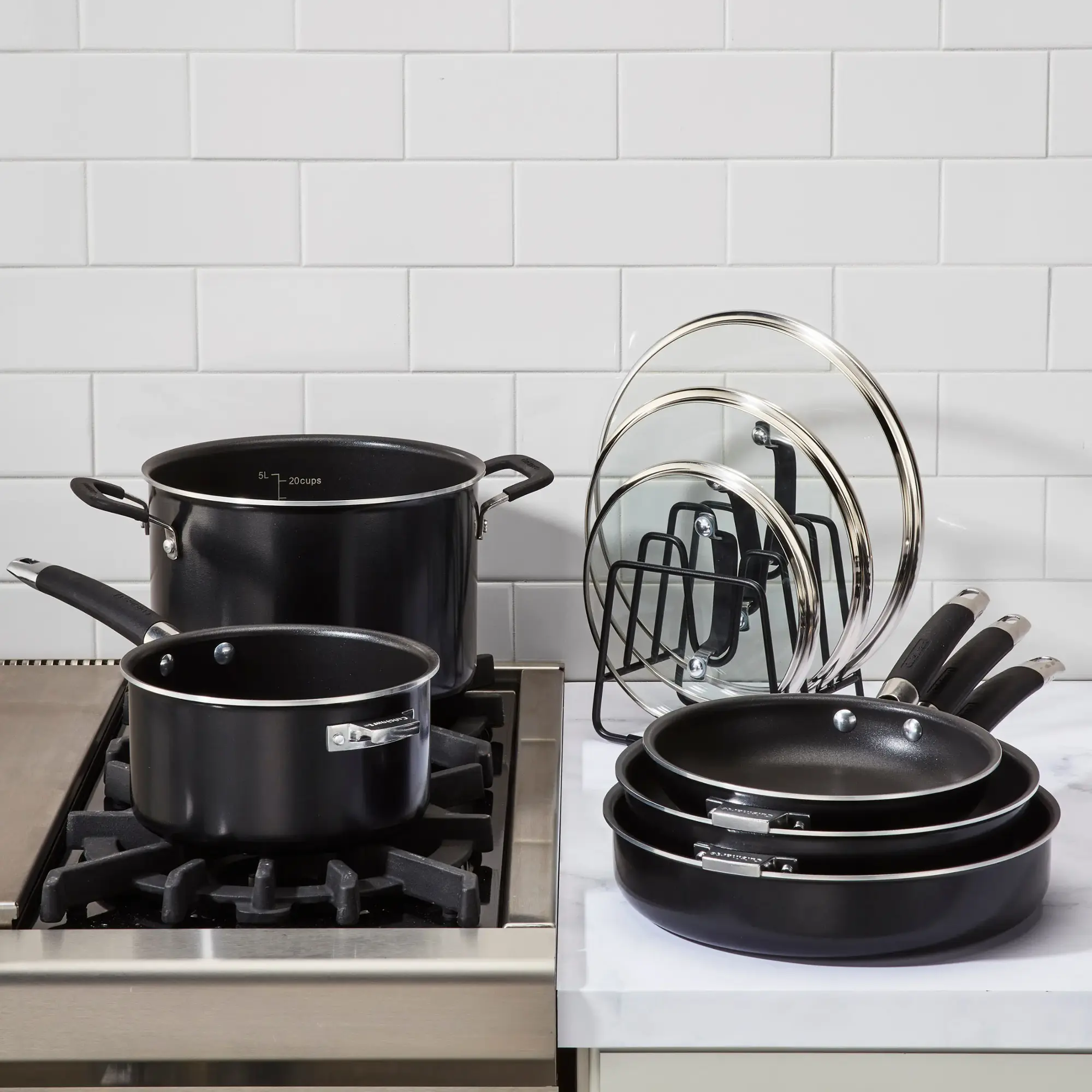 Cuisinart - SmartNest Nonstick Aluminum 9-Piece Set - Black