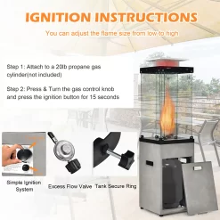 CASAINC 41000-BTU Gray Steel Floorstanding Liquid Propane Patio Heater