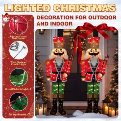 VEIKOUS 61.8-in Nutcracker Yard Decoration with White Incandescent Lights