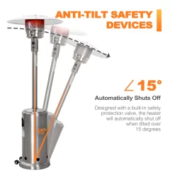Nuu Garden 46000-BTU Silver Stainless Steel Floorstanding Liquid Propane Patio Heater