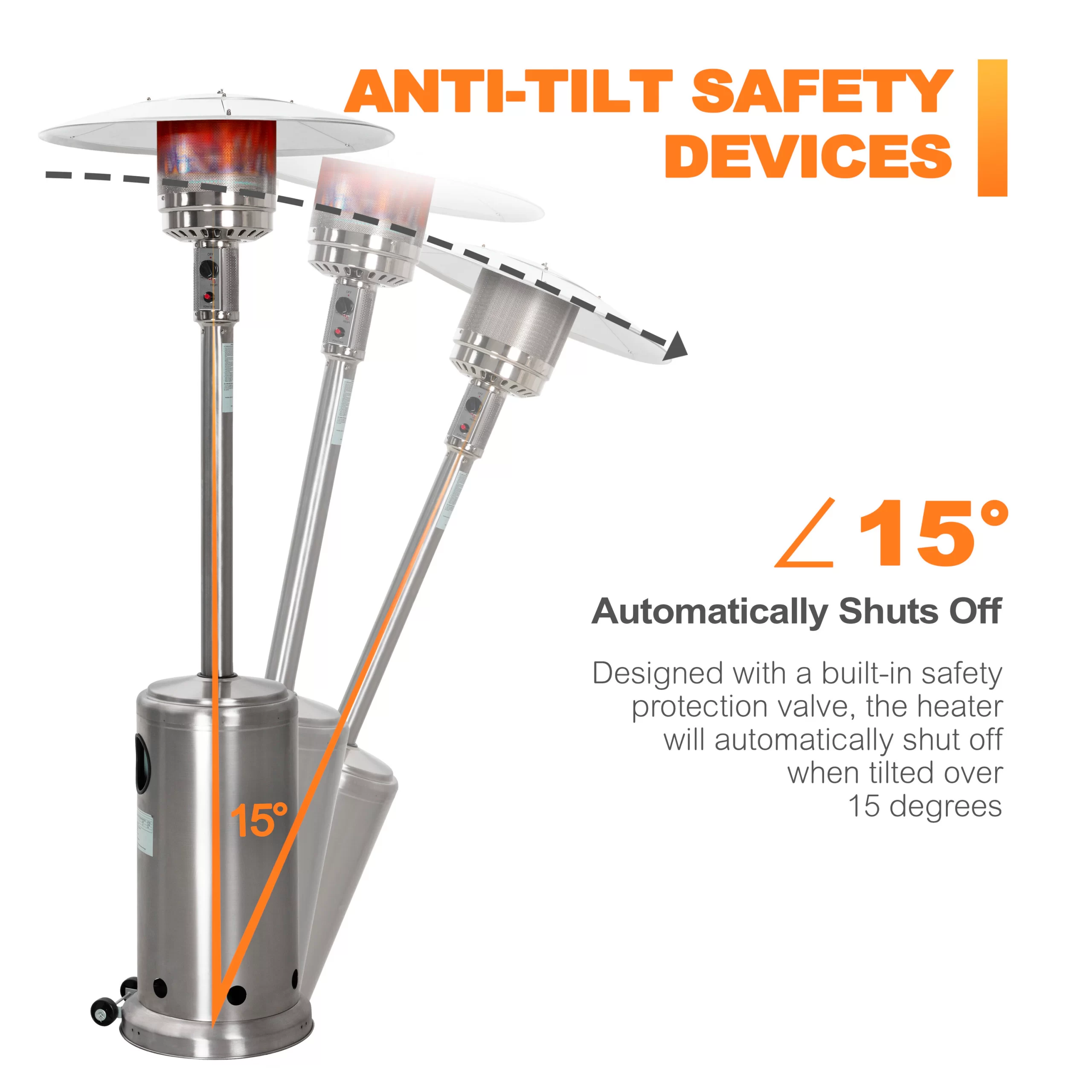 Nuu Garden 46000-BTU Silver Stainless Steel Floorstanding Liquid Propane Patio Heater