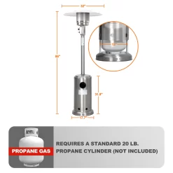 Nuu Garden 46000-BTU Silver Stainless Steel Floorstanding Liquid Propane Patio Heater