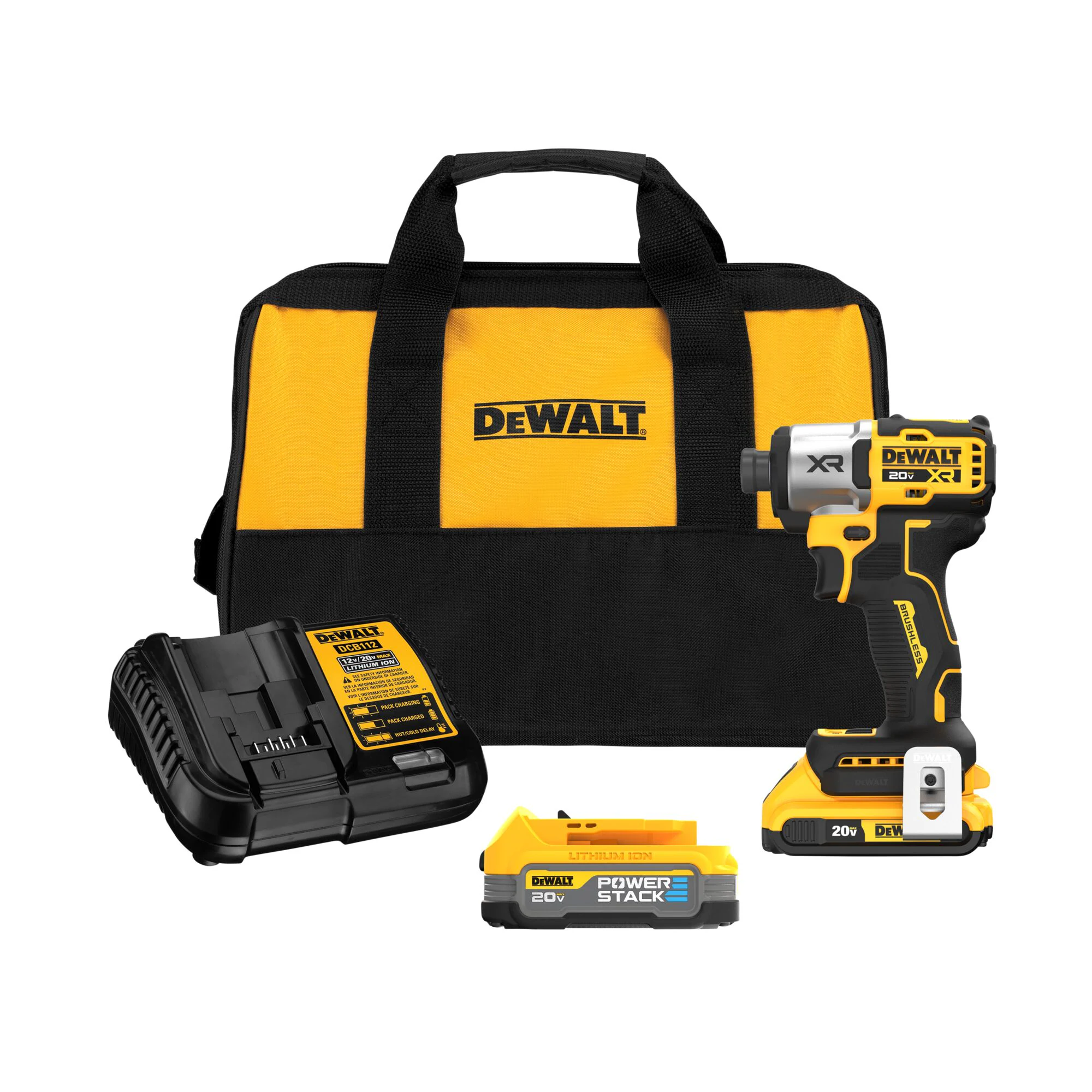 DEWALT XR 20-volt Max 1/4-in Brushless Cordless Impact Driver (Battery and Charger Included with Soft Bag)