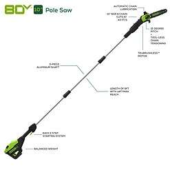 Greenworks 80-volt 10-in 2 Ah Battery Pole Saw (Battery and Charger Included)