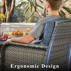 Ovios New Augtus 4-Piece Rattan Patio Conversation Set with Blue Cushions