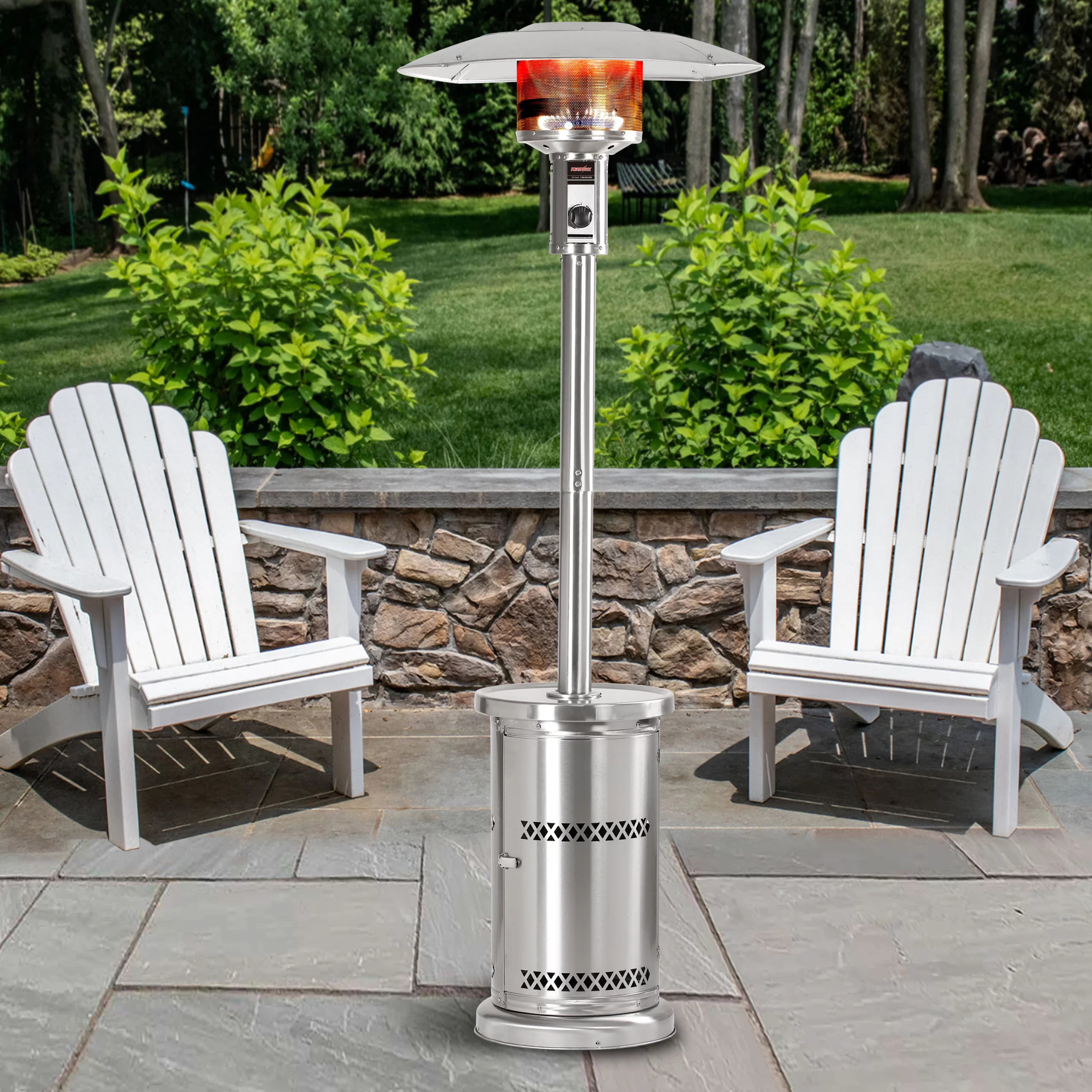 HEATMAXX 48000-BTU Stainless Steel Stainless Steel Floorstanding Liquid Propane Patio Heater