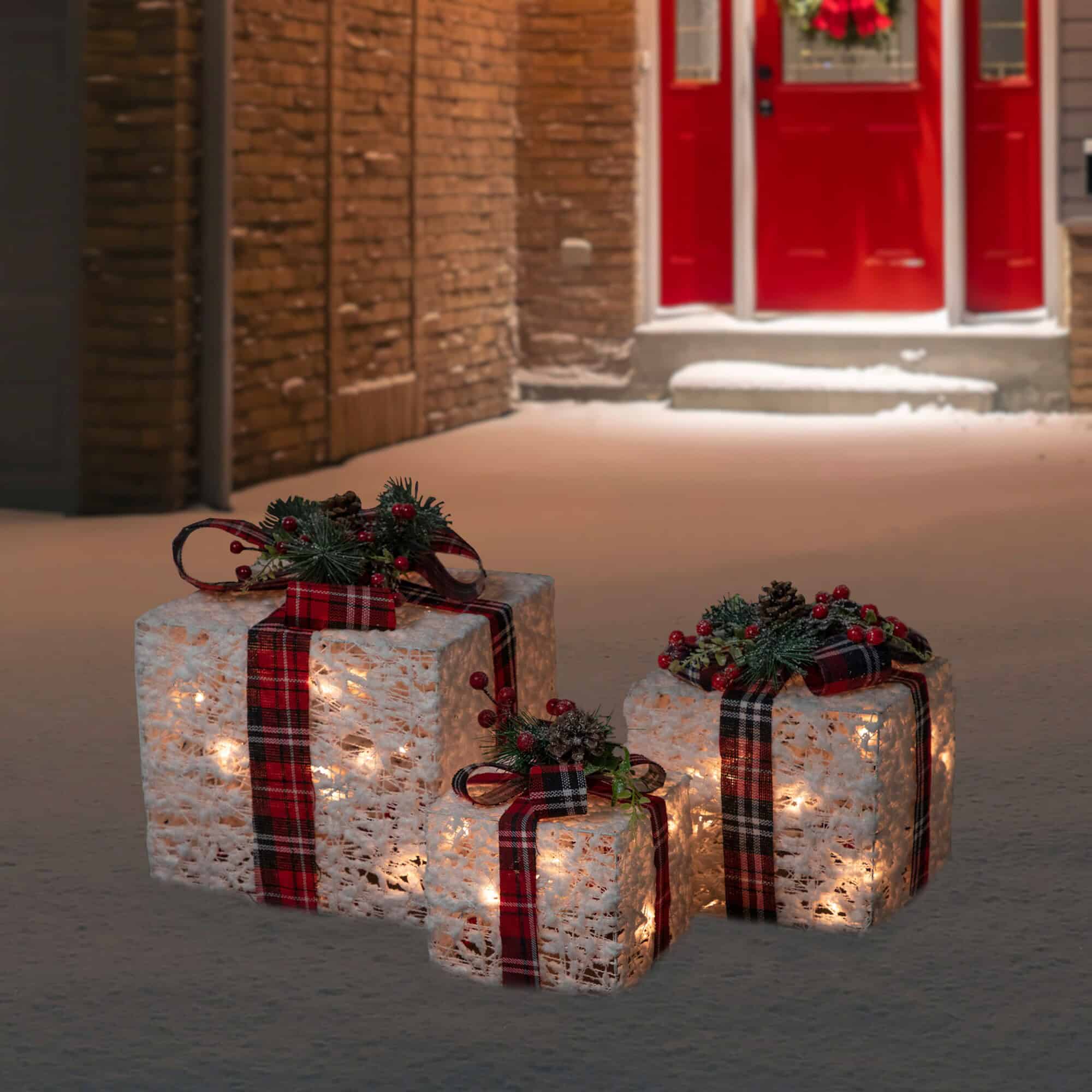 Northlight 12-in Gift Box Free Standing Decoration with White Incandescent Lights