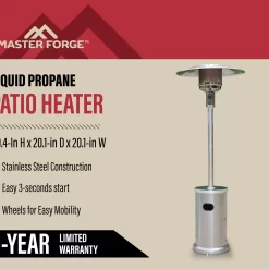 Master Forge 48000-BTU Stainless Steel Stainless Steel Floorstanding Liquid Propane Patio Heater
