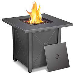 COWSAR 28-in W Black Stainless Steel Square Tabletop Propane Gas Fire Pit Table