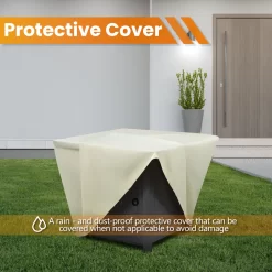 COWSAR 28-in W Black Stainless Steel Square Tabletop Propane Gas Fire Pit Table