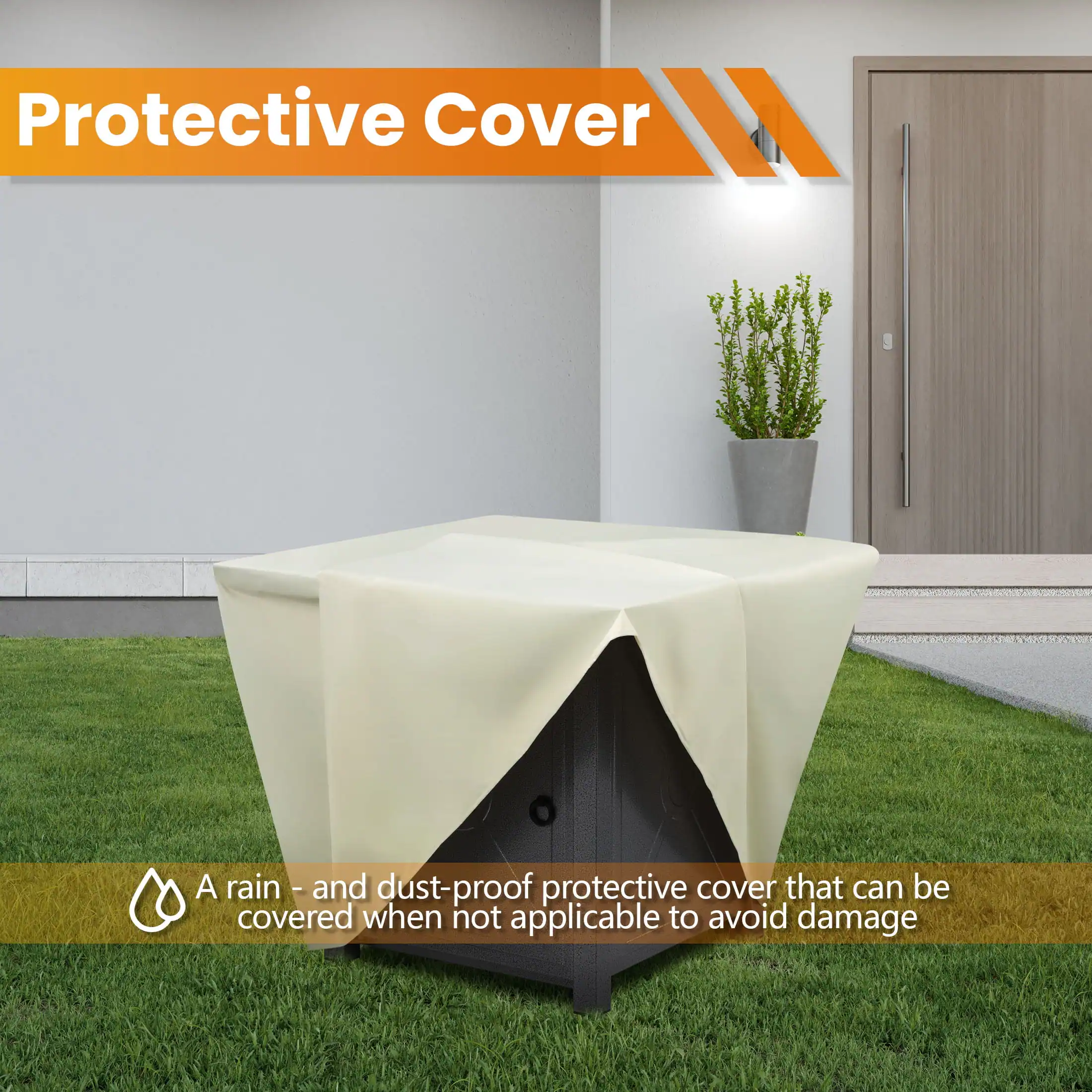 COWSAR 28-in W Black Stainless Steel Square Tabletop Propane Gas Fire Pit Table