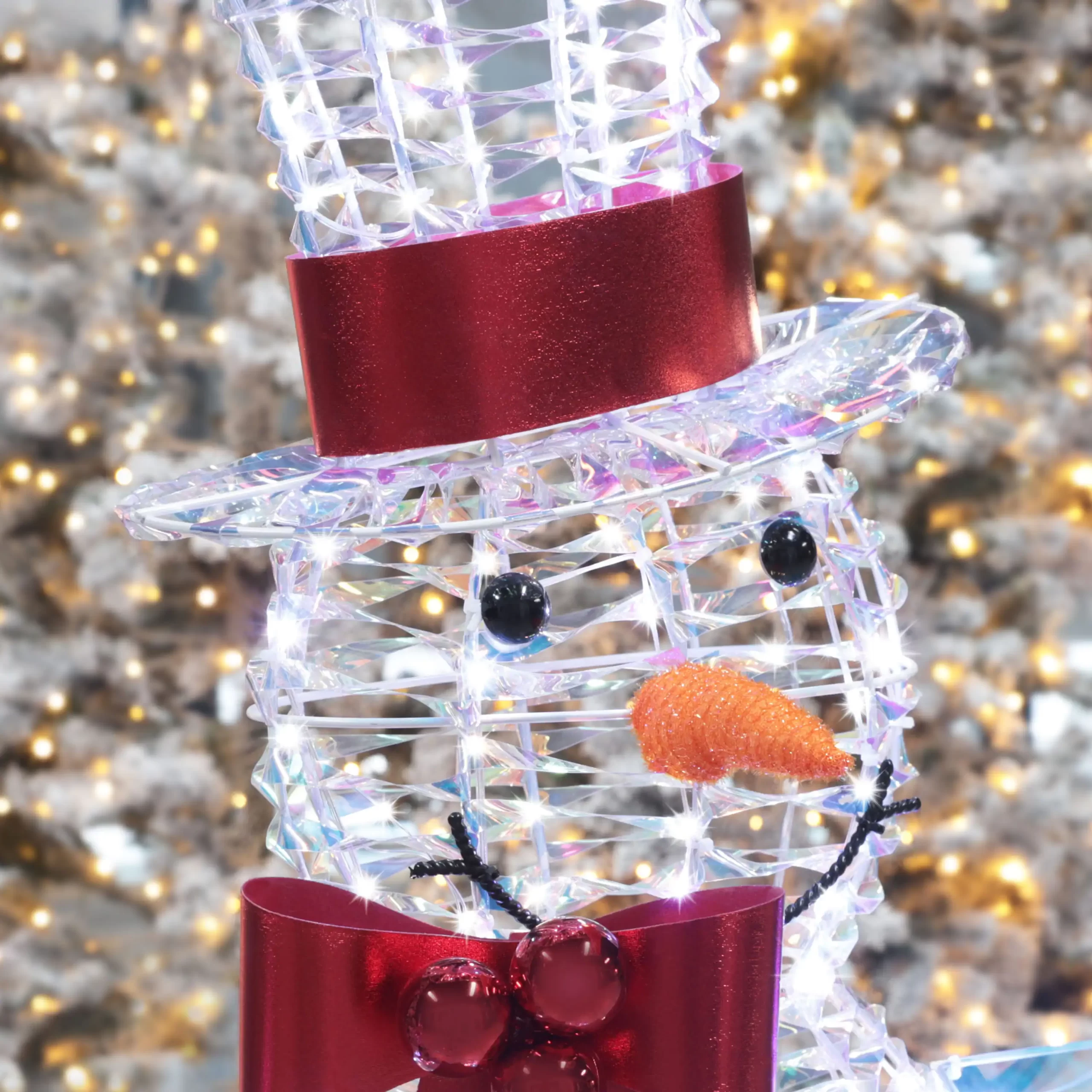 VEIKOUS 53.1-in Snowman Free Standing Decoration with White LED Lights