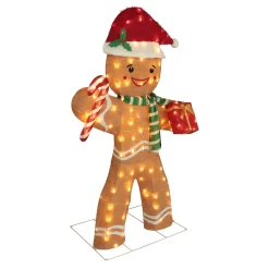 VEIKOUS 61.2-in Gingerbread Man Free Standing Decoration with White LED Lights