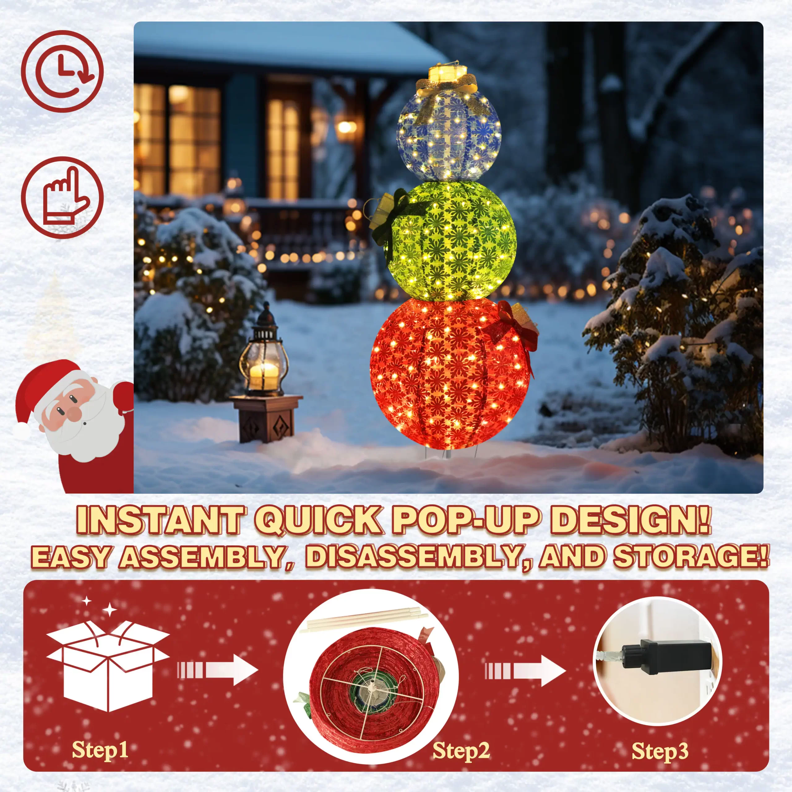 VEIKOUS 63-in Ornament Yard Decoration with White LED Lights