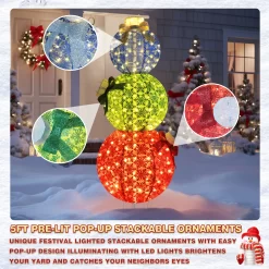 VEIKOUS 63-in Ornament Free Standing Decoration with White LED Lights