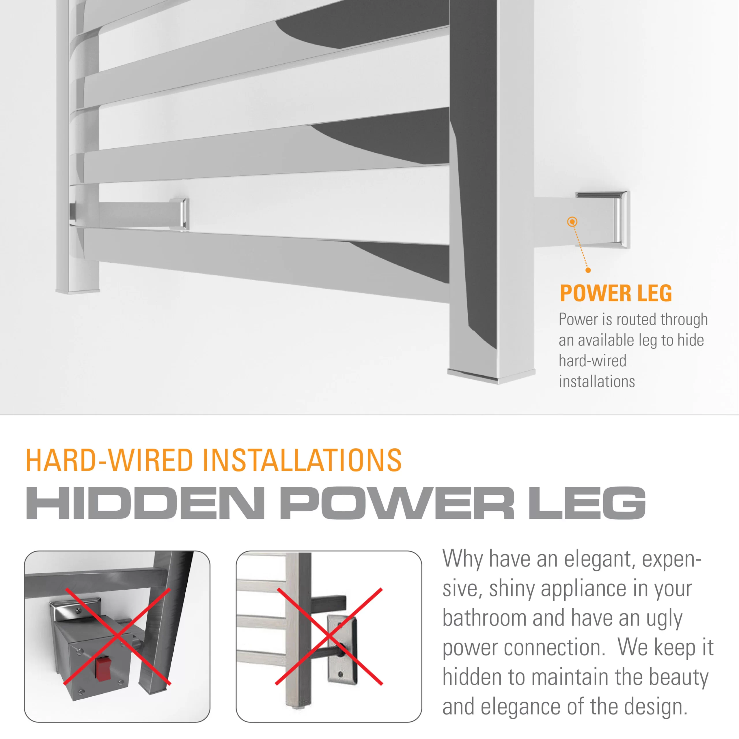 Brandon Basics Brushed Stainless Steel Hardwired/plug-in Wall Mount Towel Warmer 20.5-in x 4.875-in x 31.75-in