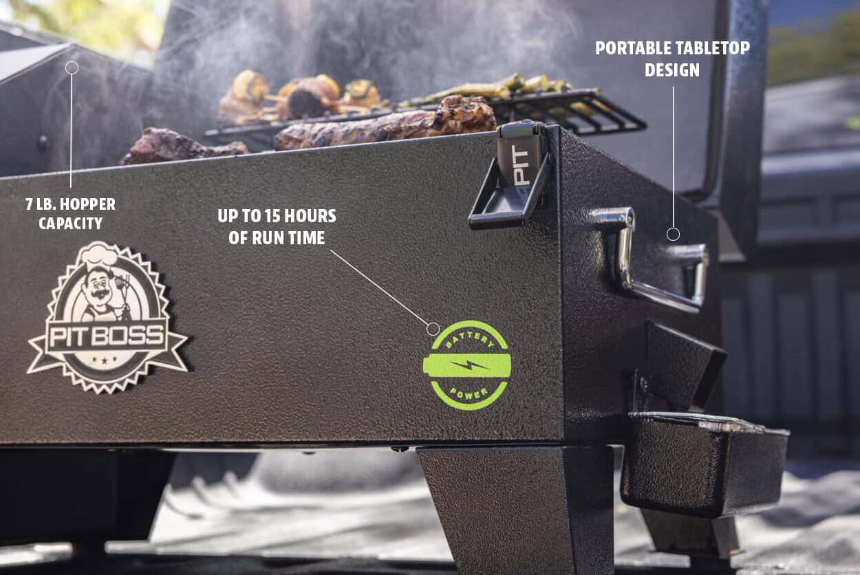 Pit Boss Battery Powered 256-Sq in Black Portable Wood Pellet Grill