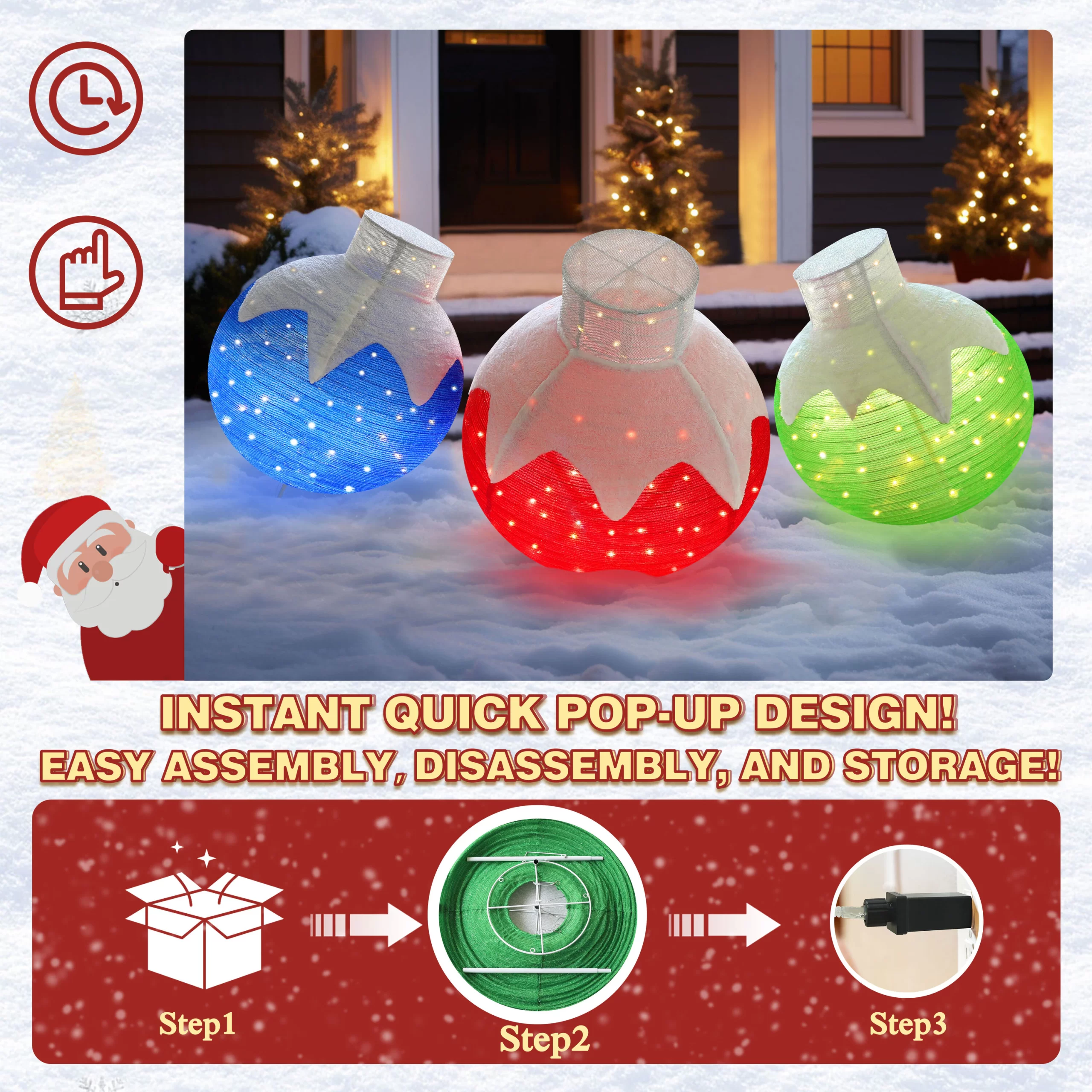 VEIKOUS 35-in Ornament Free Standing Decoration with White LED Lights