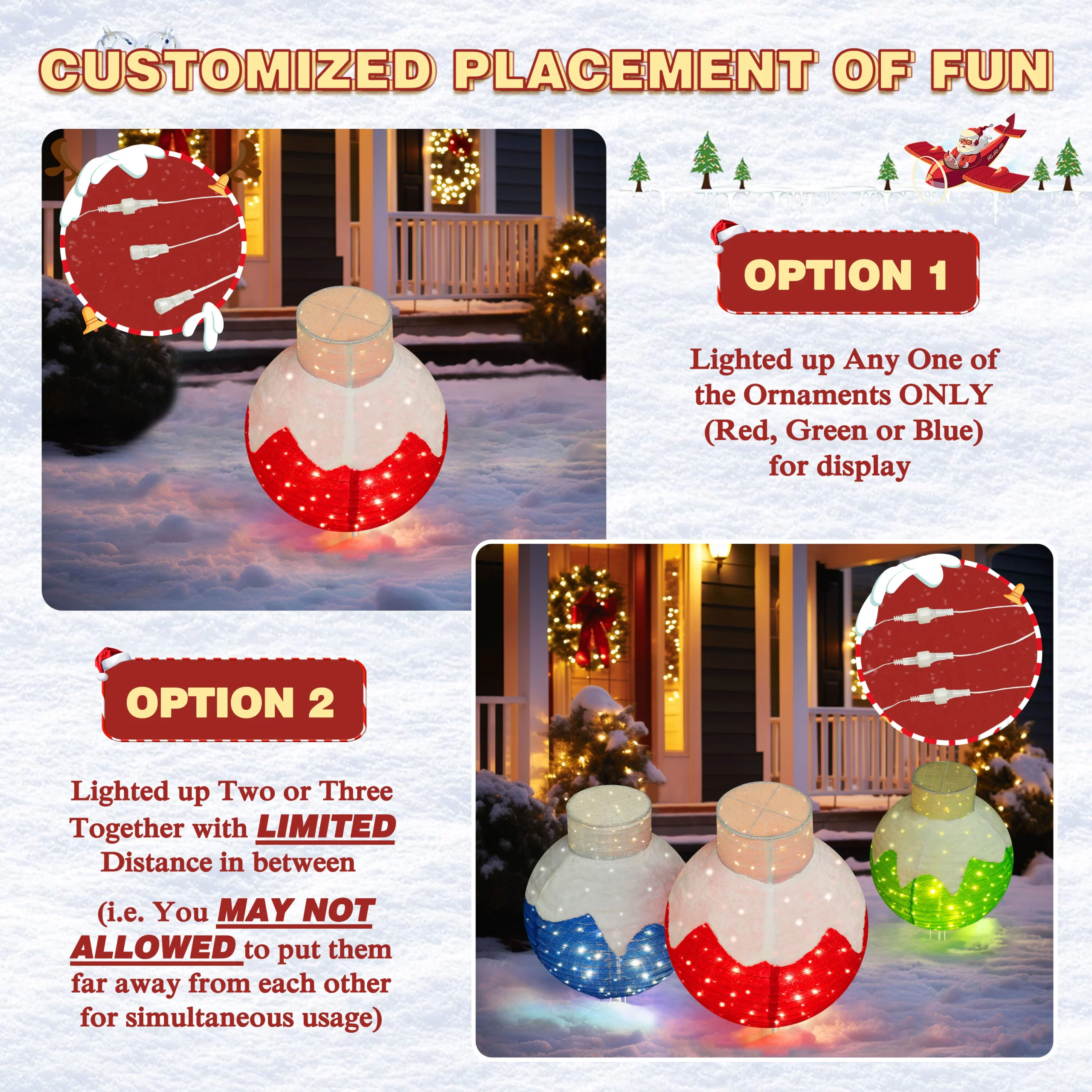 VEIKOUS 35-in Ornament Free Standing Decoration with White LED Lights