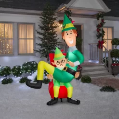 Gemmy Buddy The Elf 83.86-in Elf Inflatable with White LED Lights