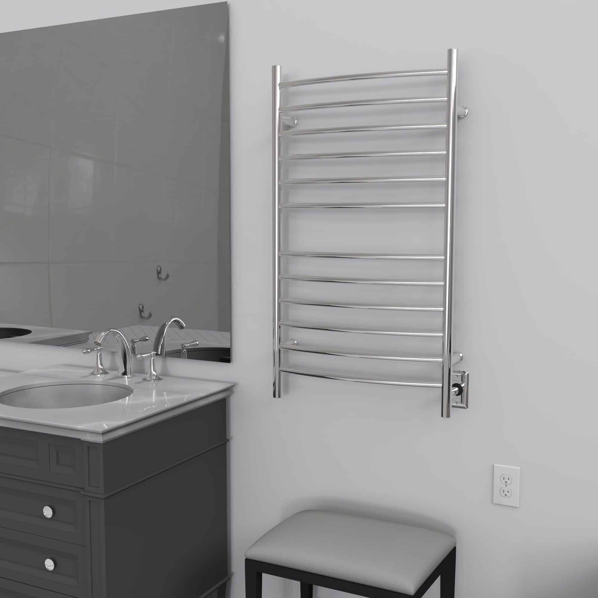 Amba Products Polished Stainless Hardwired Wall Mount Towel Warmer 24.5-in x 5.75-in x 41-in