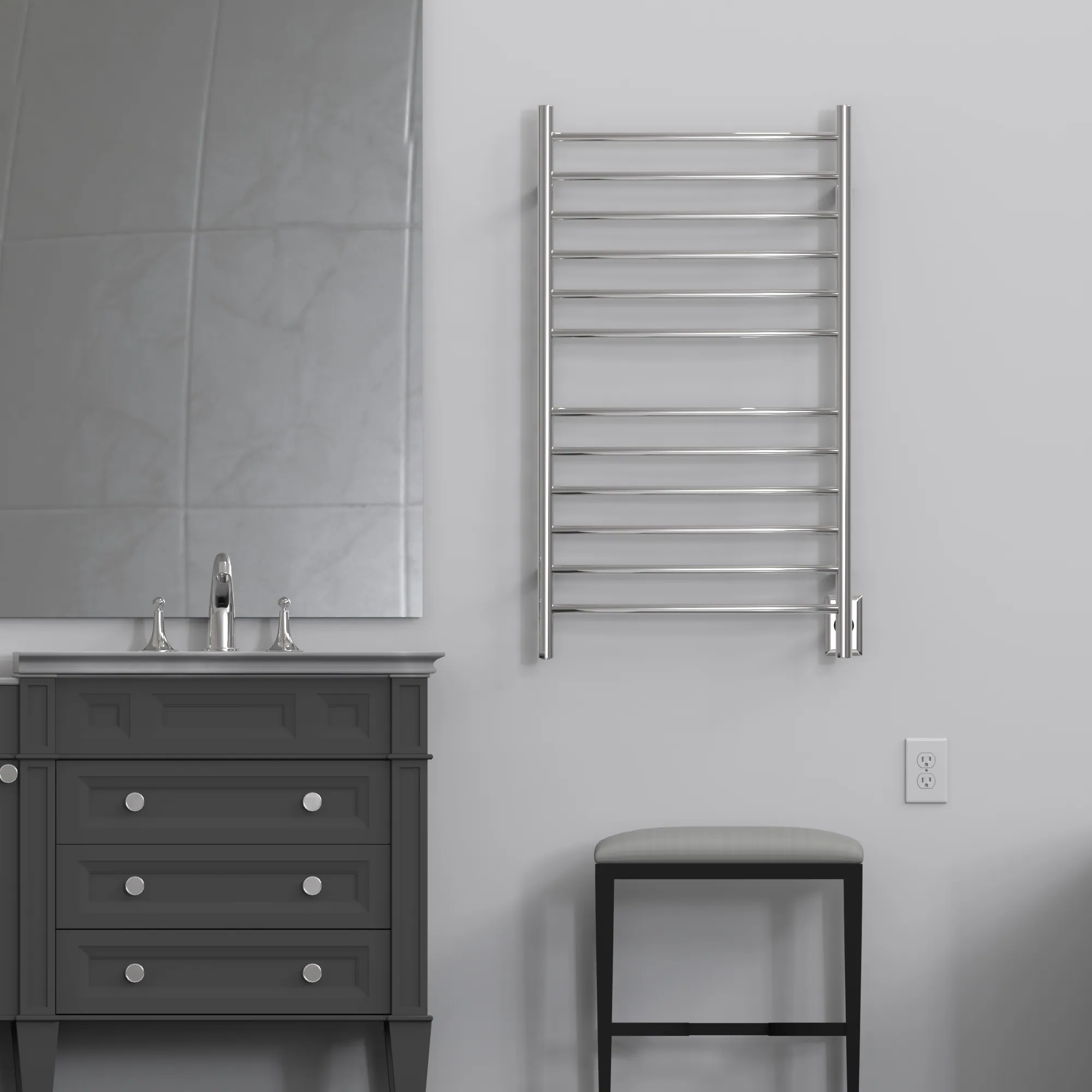 Amba Products Polished Stainless Hardwired Wall Mount Towel Warmer 24.5-in x 5.75-in x 41-in