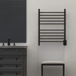 Amba Products Matte Black Hardwired Wall Mount Towel Warmer 25-in x 4.75-in x 32-in