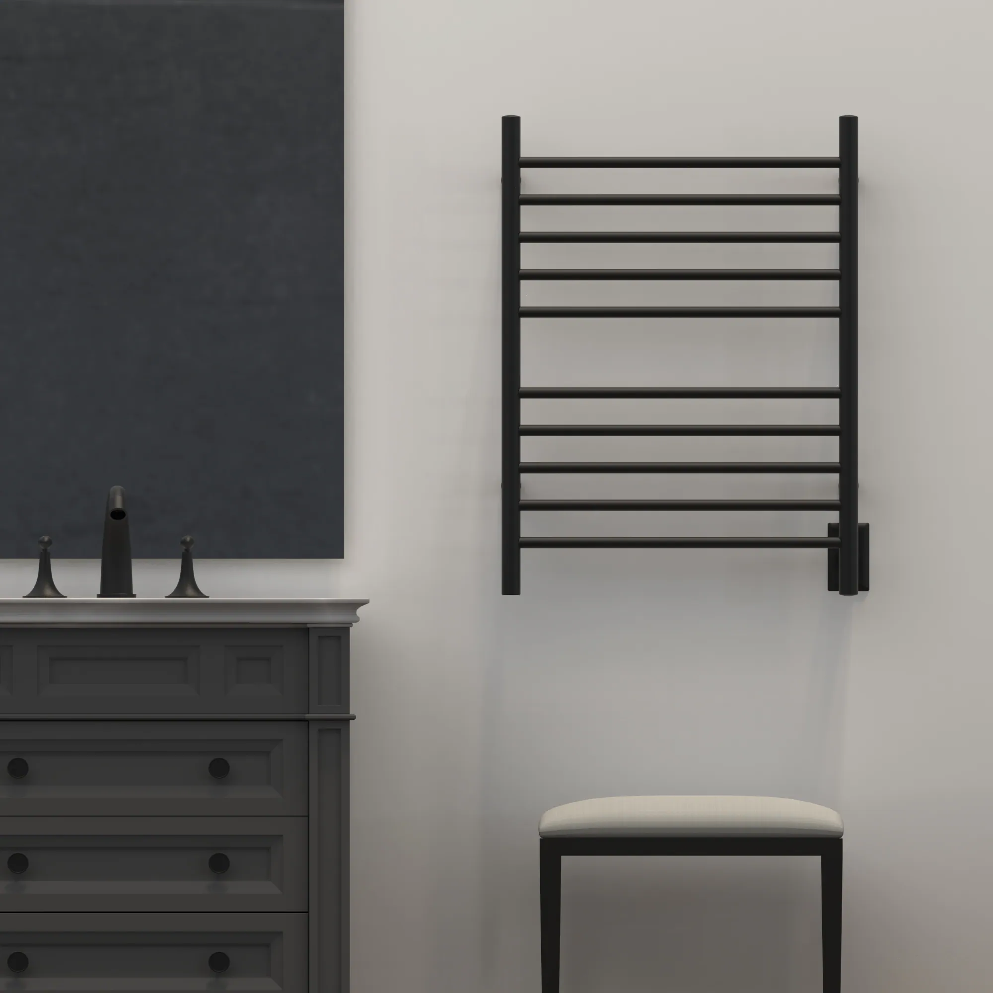 Amba Products Matte Black Hardwired Wall Mount Towel Warmer 25-in x 4.75-in x 32-in