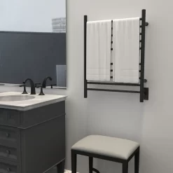 Amba Products Matte Black Hardwired Wall Mount Towel Warmer 25-in x 4.75-in x 32-in