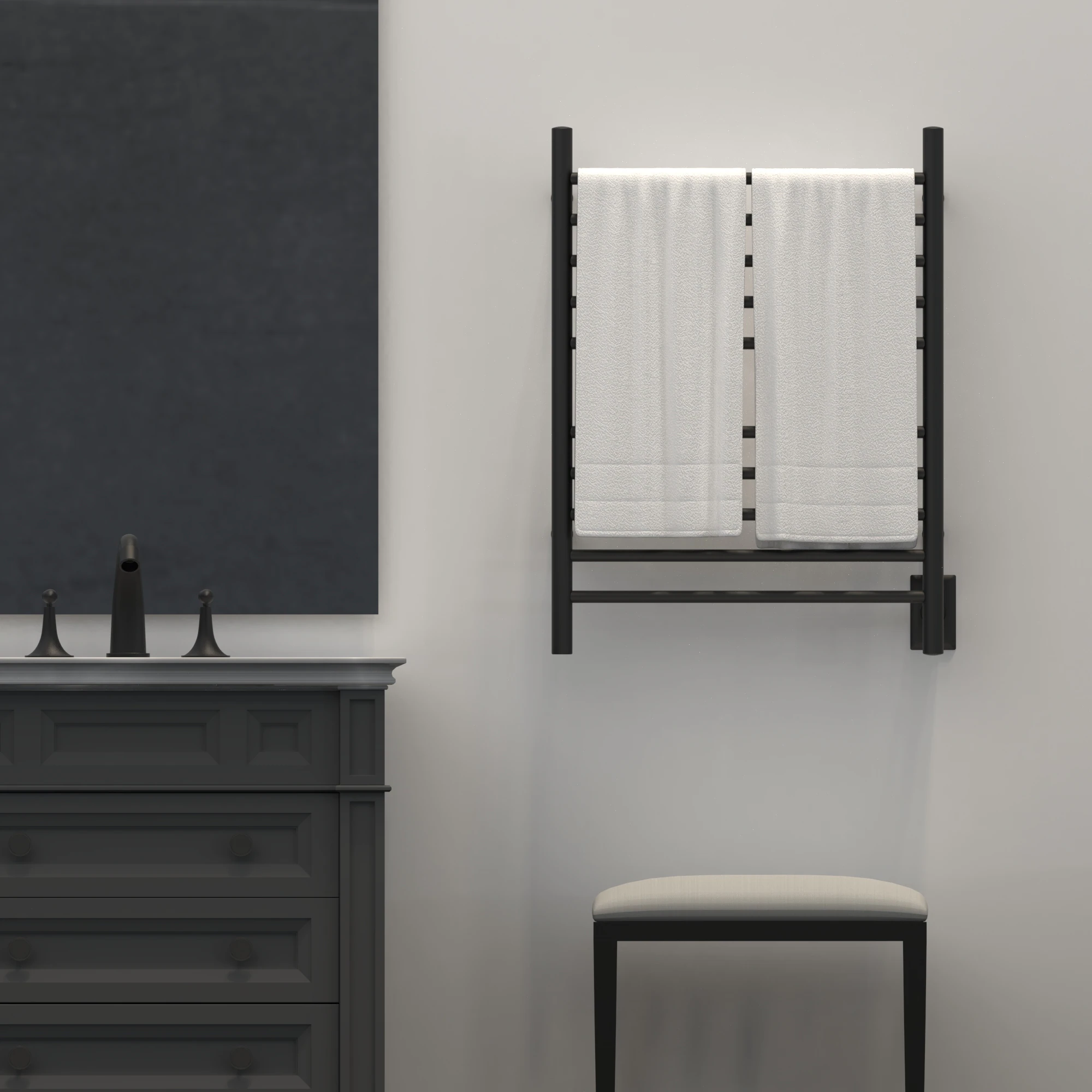 Amba Products Matte Black Hardwired Wall Mount Towel Warmer 25-in x 4.75-in x 32-in