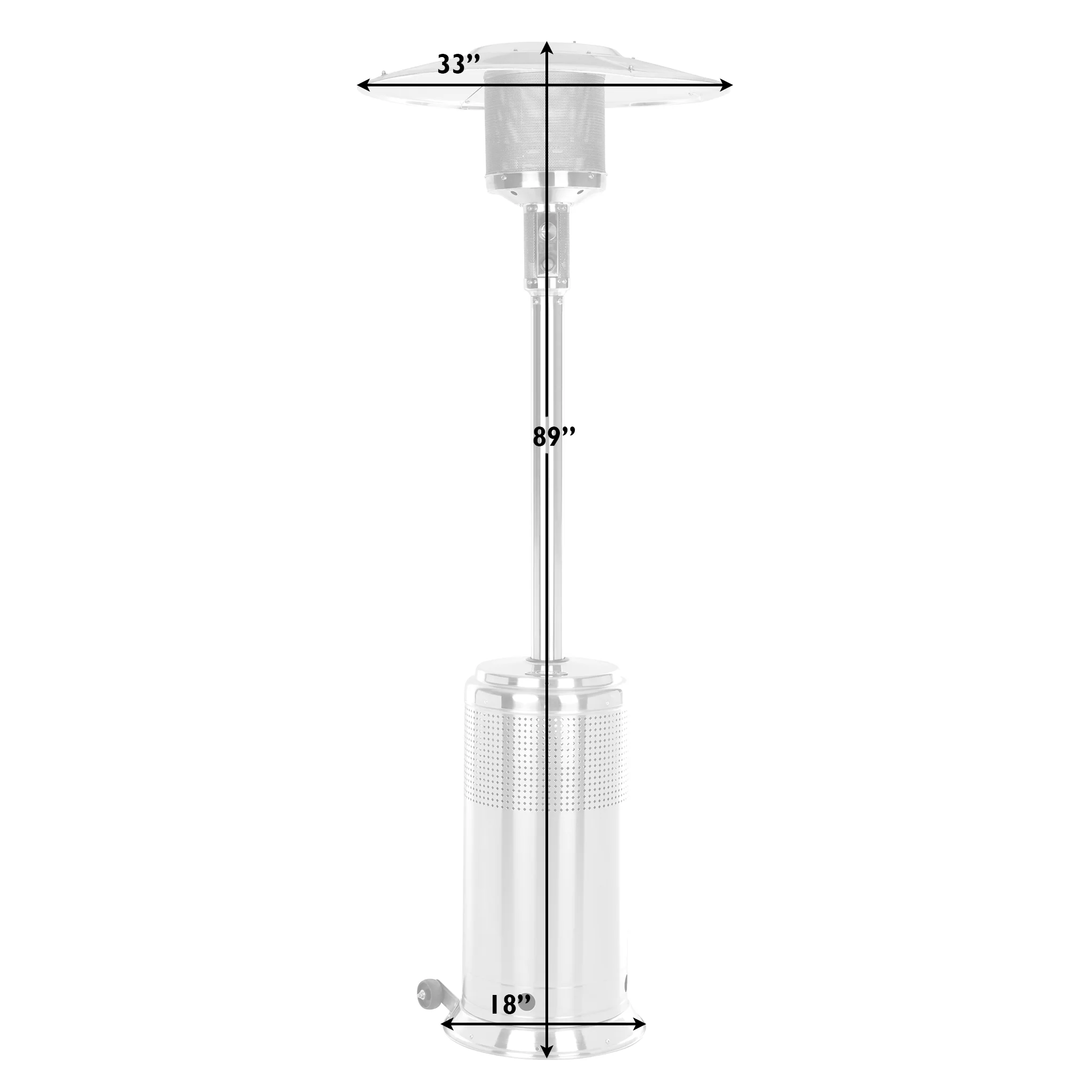 Fire Sense 46000-BTU Silver Stainless Steel Floorstanding Liquid Propane Patio Heater