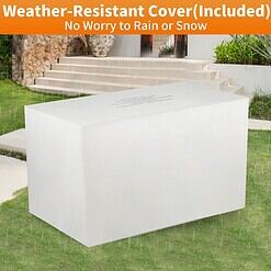 COWSAR 42.9-in W Black Stainless Steel Rectangle Tabletop Propane Gas Fire Pit Table