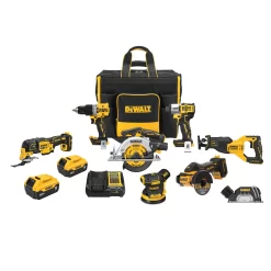 DEWALT 20-volt Max 7-Tool Brushless Power Tool Combo Kit with Soft Case (2-Batteries Included and Charger Included)