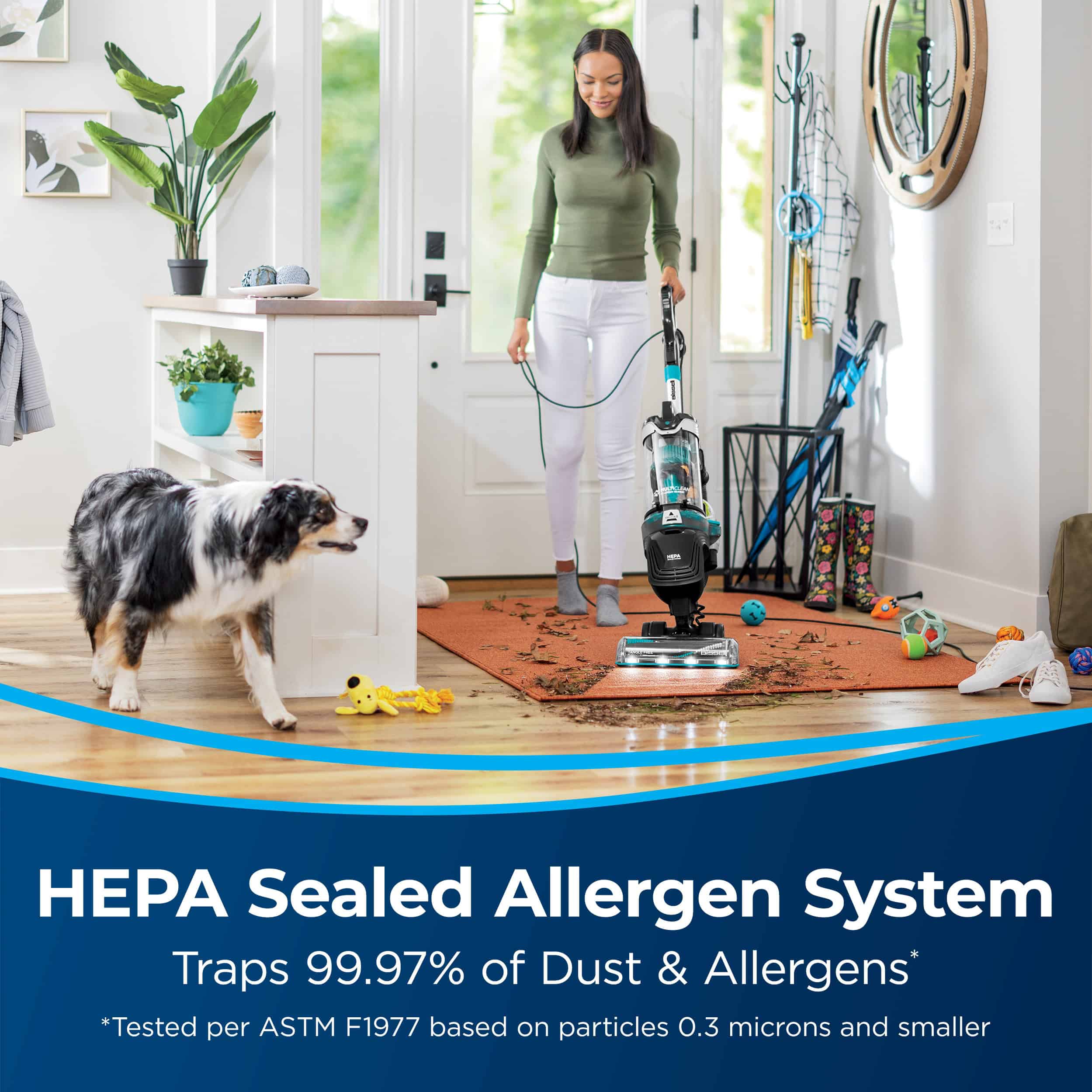 BISSELL MultiClean Allergan Rewind Pet Corded Bagless Pet Upright Vacuum with HEPA Filter