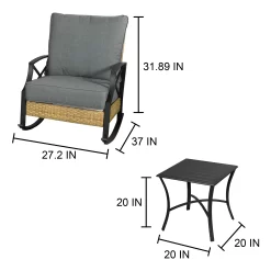 Style Selections Kenwood 3-Piece Wicker Patio Conversation Set with Gray Cushions