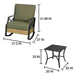 Style Selections Kenwood 3-Piece Wicker Patio Conversation Set with Green Cushions