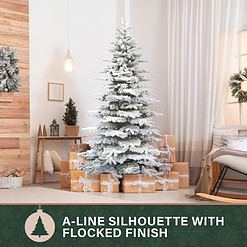 Fraser Hill Farm Unlit 6.5-ft Pine Flocked White Artificial Christmas Tree